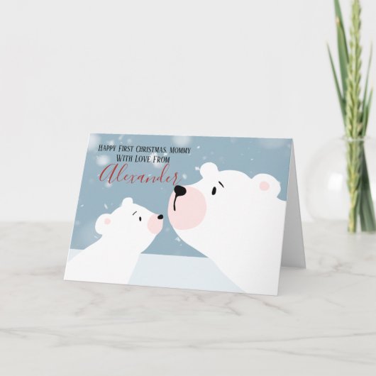 Mommy Polar Bear Personalisiert Feiertagskarte (Vorderseite)