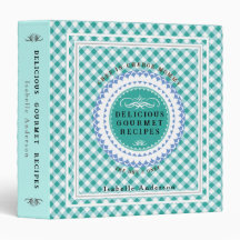 Mommy Recipes Gingham Aquamarin 3 Ring Binder