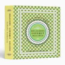 Mommy Recipes Gingham Green 3 Ring Binder