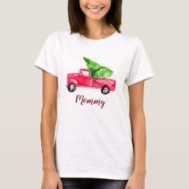 Mommy Red Lieferwagen Truck Weihnachtsbaum Wasserf T-Shirt