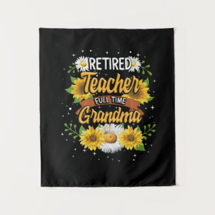 Mommy Retired Teacher Full Time Grandma Retirement Wandteppich