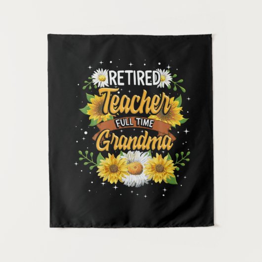 Mommy Retired Teacher Full Time Grandma Retirement Wandteppich (Vorderseite)
