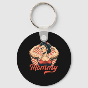 Mommy Retro Gewichtsheben und Bodybuilding Fitness Schlüsselanhänger