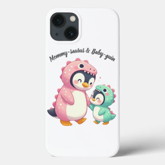 Mommy-Saurus & Baby-Guin Phone Case (Rückseite)