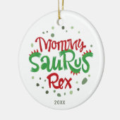 Mommy Saurus Rex Personalisiert 1. Weihnachtsfeier Keramik Ornament (Links)