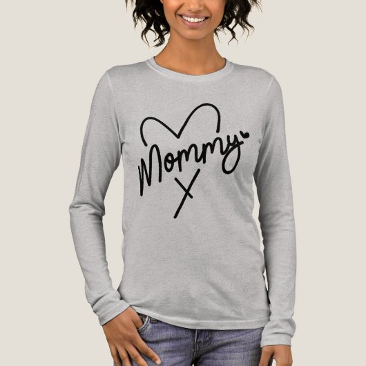 Mommy Simple Modern Script Typografy Heart Tri-Blend Shirt (Vorderseite)