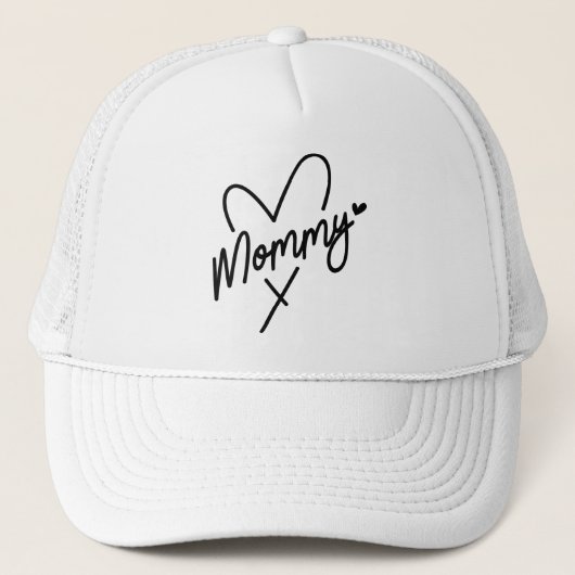 Mommy Simple Modern Script Typography Heart Truckerkappe (Vorderseite)