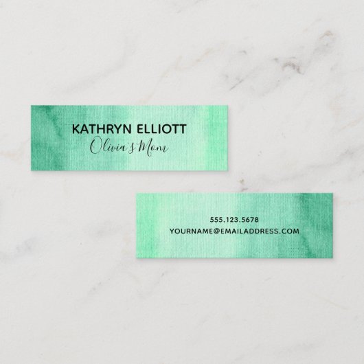 Mommy-Spiel mit grüner Wasserfarbe Mini-Rufkarte Telefonnummerkarte (Vorne/Hinten)