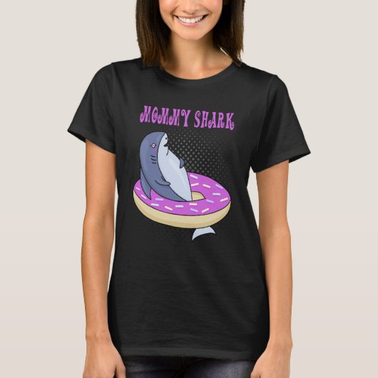Mommy Swimming Shark Donut Cute Merch T-Shirt (Vorderseite)