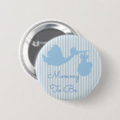 Mommy to be Baby Shower Button Blue Stork (Vorne & Hinten)