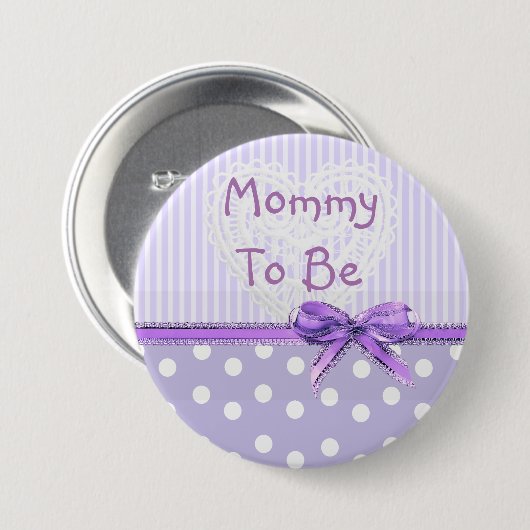 Mommy to be Baby Shower Button: Lila Bow Button (Vorne & Hinten)