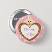 Mommy to be Baby Shower Button Pink Footprints (Vorne & Hinten)