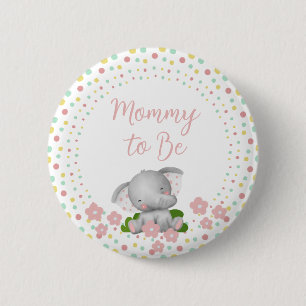 Mommy to Be Baby Shower Button - rosa Elefant