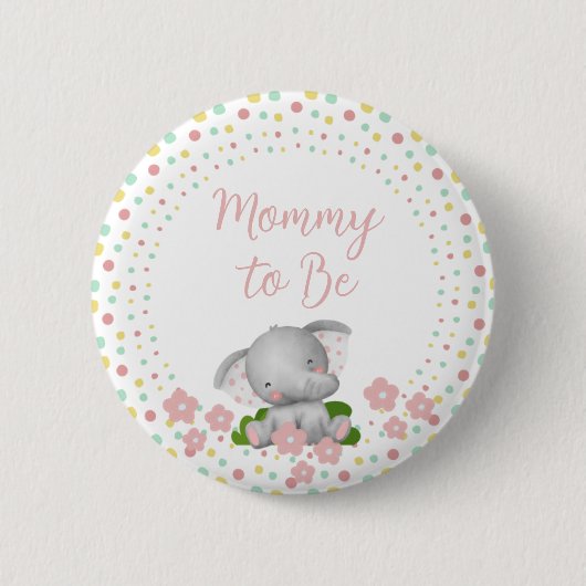 Mommy to Be Baby Shower Button - rosa Elefant (Vorderseite)