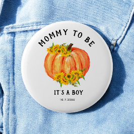 Mommy to be Baby Shower Orange Pumpkin Button