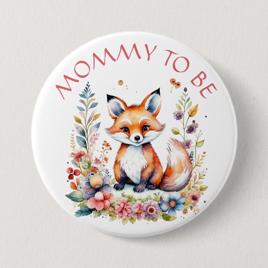 Mommy to be | Babyfox und Blume Kinderdusche Button (Vorderseite)