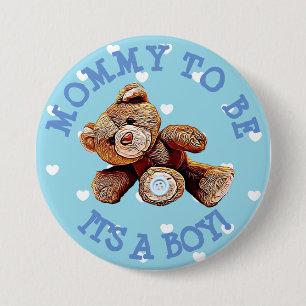 Mommy to be blue Bear heart Button Baby Shower