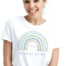Mommy to Be Blue Boho Rainbow T-Shirt