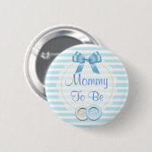 Mommy to be Blue Bow & Buttons Baby Shower Button (Vorne & Hinten)