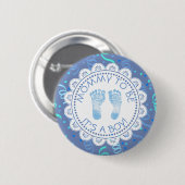 Mommy to be Blue Confetti Baby Shower Button (Vorne & Hinten)