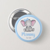 Mommy to be Blue Elephant Boy Baby Shower Button (Vorne & Hinten)