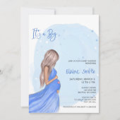 Mommy to Be Blue Its a Boy Baby Shower Invitation Einladung (Vorderseite)