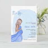 Mommy to Be Blue Its a Boy Baby Shower Invitation Einladung (Stehend Vorderseite)