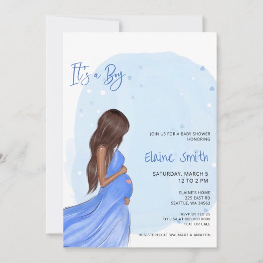 Mommy to Be Blue Its a Boy Baby Shower Invitation Einladung (Vorderseite)