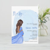 Mommy to Be Blue Its a Boy Baby Shower Invitation Einladung (Stehend Vorderseite)