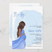 Mommy to Be Blue Its a Boy Baby Shower Invitation Einladung (Vorne/Hinten)