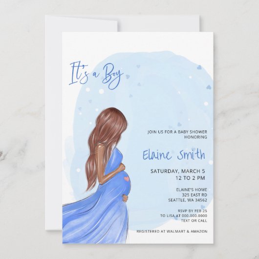 Mommy to Be Blue Its a Boy Baby Shower Invitation Einladung (Vorderseite)