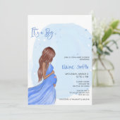 Mommy to Be Blue Its a Boy Baby Shower Invitation Einladung (Stehend Vorderseite)