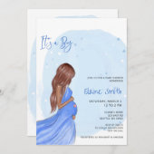 Mommy to Be Blue Its a Boy Baby Shower Invitation Einladung (Vorne/Hinten)