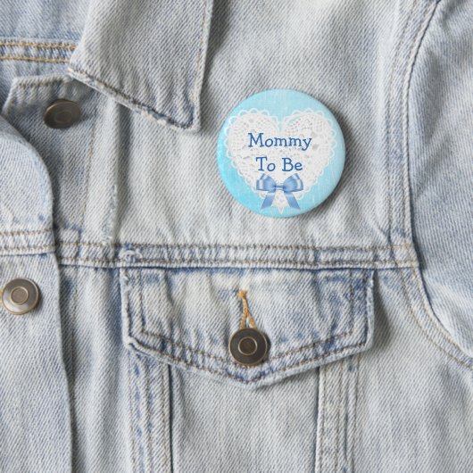 Mommy to be Blue Lacy Baby Shower Button (Beispiel)