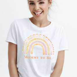 Mommy to Be Blush Pink Boho Rainbow T-Shirt