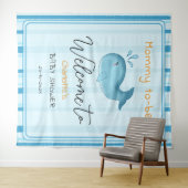Mommy To Be Cute Whale Baby Shower Backdrop Wandteppich (Beispiel (Horizontal))