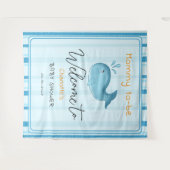 Mommy To Be Cute Whale Baby Shower Backdrop Wandteppich (Vorderseite (Horizontal))