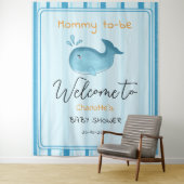 Mommy To Be Cute Whale Baby Shower Backdrop Wandteppich (Beispiel)