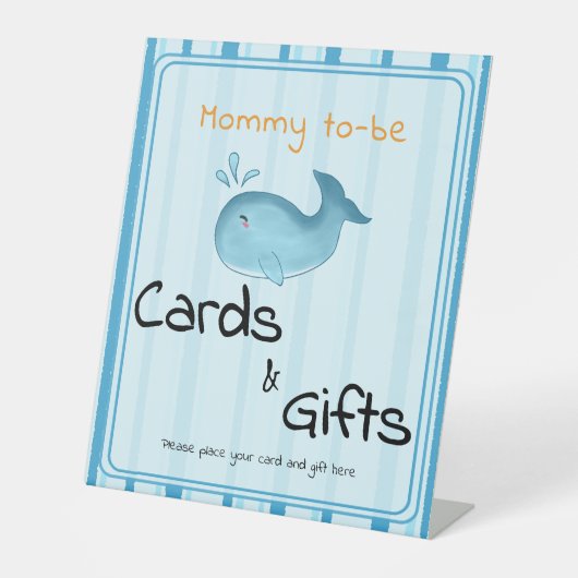 Mommy To Be Cute Whale Baby Shower Cards & Gifts Sockelschild (Vorderseite)