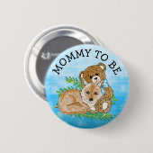Mommy to be Fox and Teddy Bear Baby Shower Button (Vorne & Hinten)