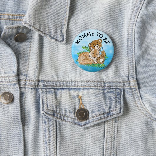 Mommy to be Fox and Teddy Bear Baby Shower Button (Beispiel)
