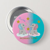 Mommy to be Gender Reveal Baby Shower Elephant T-S Button (Vorne & Hinten)