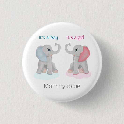 Mommy to be Gender Reveal Elephant Baby Shower Button (Vorderseite)