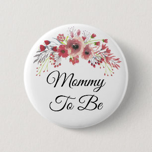 Mommy to be Hübsch Pink Floral Baby Shower Button