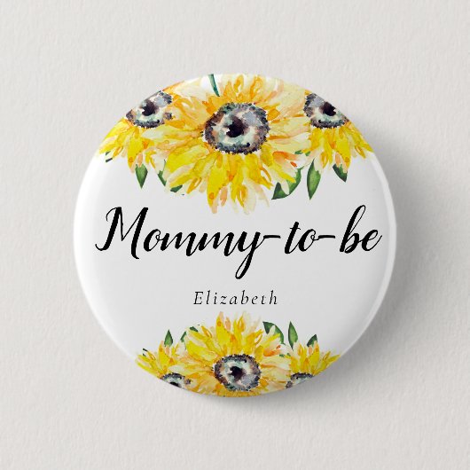 Mommy to be Junge Mutter Sonnenblume Baby Dusche B Button (Vorderseite)