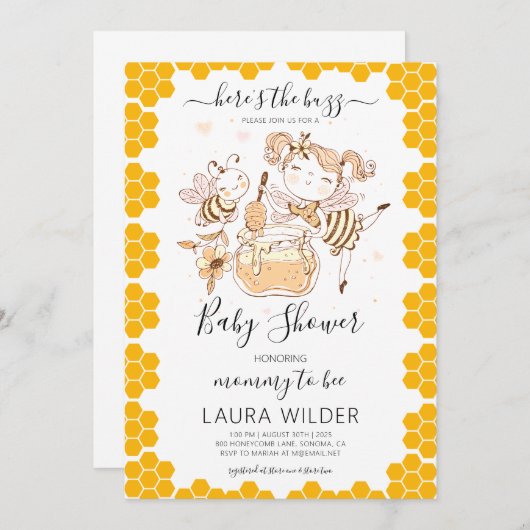 Mommy to be like Watercolor Babydusche Einladung (Vorne/Hinten)