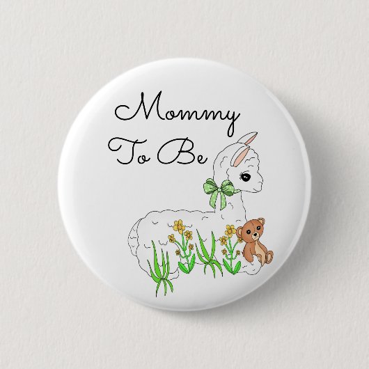Mommy to be Llama with Teddy Bar Button (Vorderseite)
