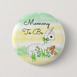 Mommy to be Llama with Teddy Bar Button