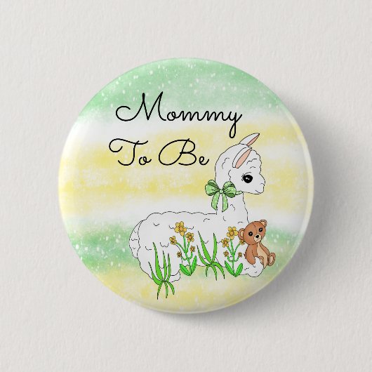 Mommy to be Llama with Teddy Bar Button (Vorderseite)
