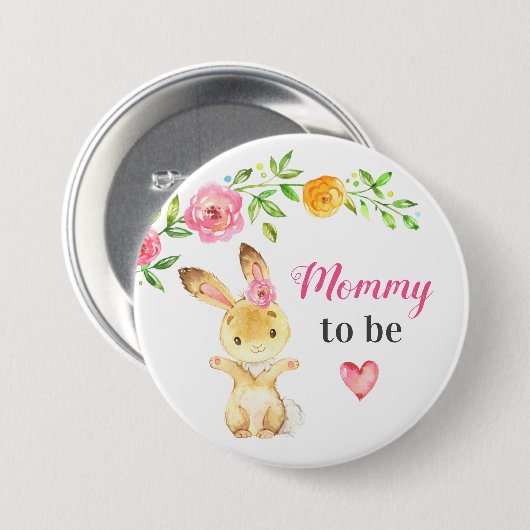 Mommy to be New Momma Bunny Rabbit Baby Shower Button (Vorne & Hinten)
